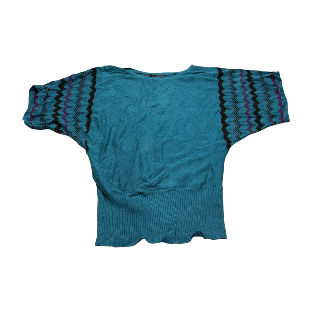 Maurices Teal Blue Raglan Top Short Sleeve Womens Medium - Picture 2 of 7